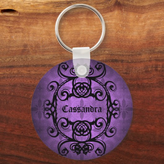 Elegant Paars gothisch design Sleutelhanger (Voorkant)