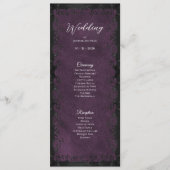 Elegant paars gotisch huwelijksprogramma menu (Voorkant)