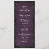 Elegant paars gotisch huwelijksprogramma menu (Achterkant)