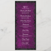Elegant paars gotisch huwelijksprogramma menu (Achterkant)