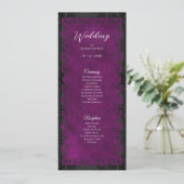 Elegant paars gotisch huwelijksprogramma menu (Staand voorkant)