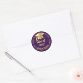 Elegant Paars | Goud 2023 Afstudeerhoed Afstuderen Ronde Sticker (Envelop)