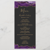 Elegant Paars Goud Agaat Donkere Bruiloft Menu (Voorkant)