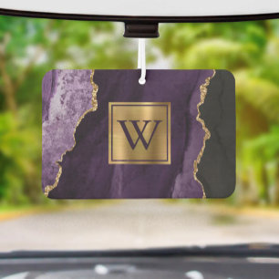 Elegant Paars Goud Agaat Monogram Luchtverfrisser