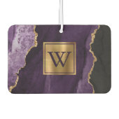 Elegant Paars Goud Agaat Monogram Luchtverfrisser (Voorkant)