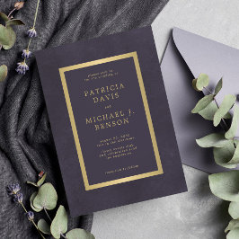 Elegant paars goud eenvoudige typografie bruiloft kaart