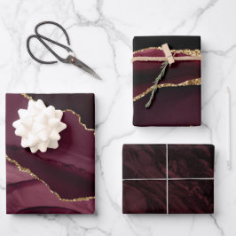 Elegant Paars Goud Glitter Marmer Agaat Inpakpapier Vel