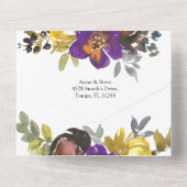 Elegant Paars goud in One Wedding Invitation All In One Uitnodiging (Achterkant)