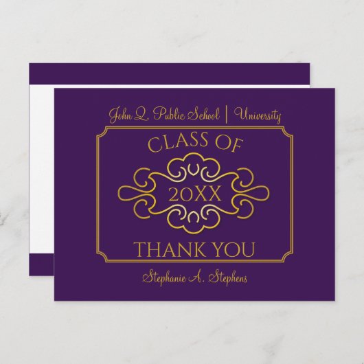 Elegant Paars | Goudcollege Hartelijk dank Briefkaart (Voorkant / Achterkant)