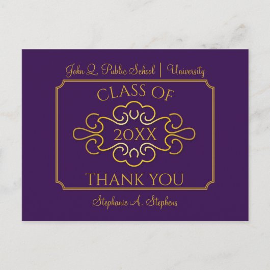 Elegant Paars | Goudcollege Hartelijk dank Briefkaart (Voorkant)