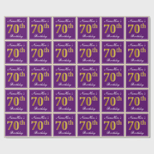 Elegant, Paars, Gouden 70ste Verjaardag Faux + Cadeaupapier
