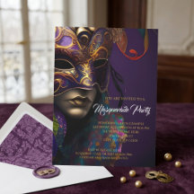 Elegant Paars Gouden Siermasker Maskerade Feest
