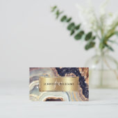 Elegant Paars goudmarmer Agate Geode QR Code Visitekaartje (Staand voorkant)