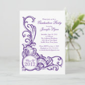 Elegant  Paars Graduation Party Invitation Kaart (Staand voorkant)