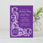 Elegant  Paars Graduation Party Invitation Kaart (Staand voorkant)