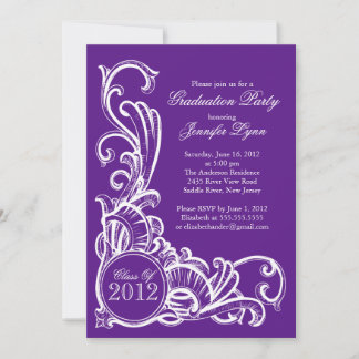 Elegant Paars Graduation Party Invitation Kaart
