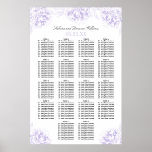 Elegant Paars gray Floral Peony Wedding Seating Se Poster