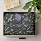Elegant Paars Green Black Waterverf Flowers Tissuepapier (Geschenk)