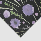 Elegant Paars Green Black Waterverf Flowers Tissuepapier (Detail)