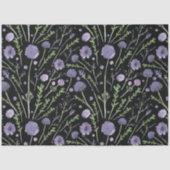 Elegant Paars Green Black Waterverf Flowers Tissuepapier (Voorkant)