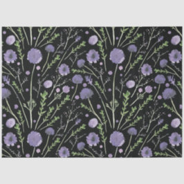 Elegant Paars Green Black Waterverf Flowers Tissuepapier