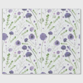 Elegant Paars Green Floral Pattern Cadeaupapier (Vlak)