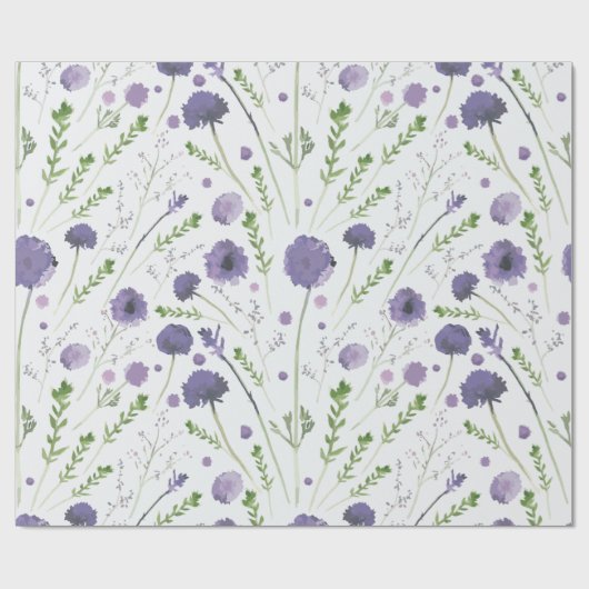 Elegant Paars Green Floral Pattern Cadeaupapier (Vlak)