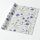 Elegant Paars Green Floral Pattern Cadeaupapier (Uitgerold)