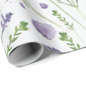Elegant Paars Green Floral Pattern Cadeaupapier (Rol Hoek)