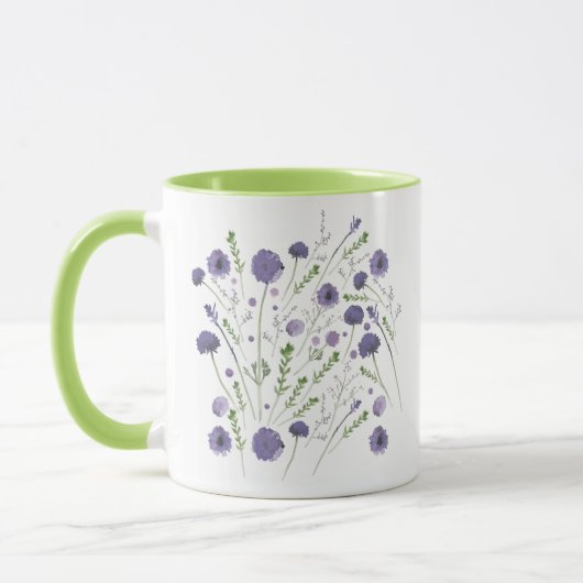 Elegant Paars Green Floral Pattern Mok (Links)