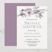 Elegant Paars Grey Winter Flowers Vrijgezellenfees Kaart (Voorkant / Achterkant)