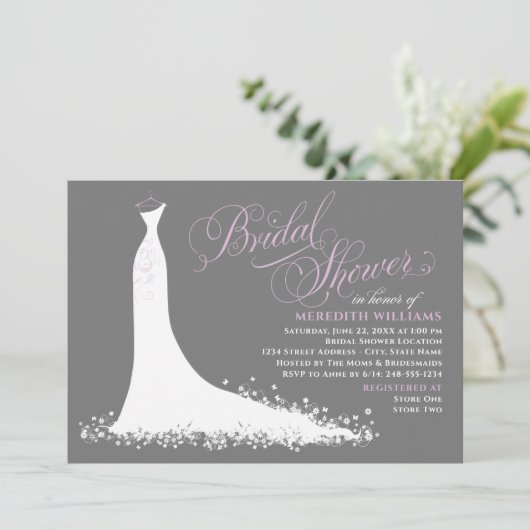 Elegant Paars Grijze bruiloft Vrijgezellenfeest Kaart (Staand voorkant)