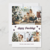 Elegant Paars Happy Pawlidays Gold Stars Foto Feestdagenkaart (Voorkant)