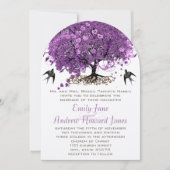 Elegant Paars Heart Leaf Tree Wedding Kaart (Voorkant)