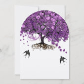 Elegant Paars Heart Leaf Tree Wedding Kaart (Achterkant)