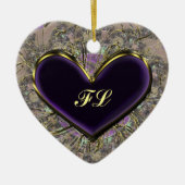 Elegant Paars Heart Monogrammed Ornament (Voorkant)