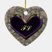 Elegant Paars Heart Monogrammed Ornament (Achterkant)