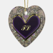 Elegant Paars Heart Monogrammed Ornament (Links)