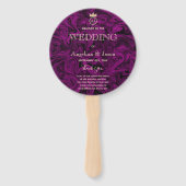 Elegant Paars Huwelijksprogramma Handwaaier (Voorkant)