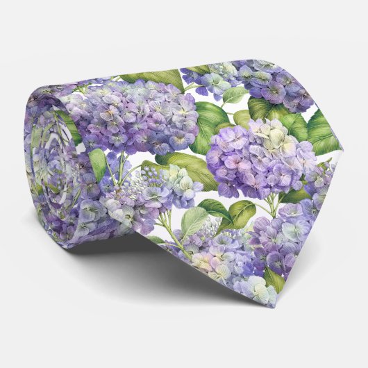 Elegant Paars Hydrangea Floral Pattern Wedding Stropdas (Opgerold)