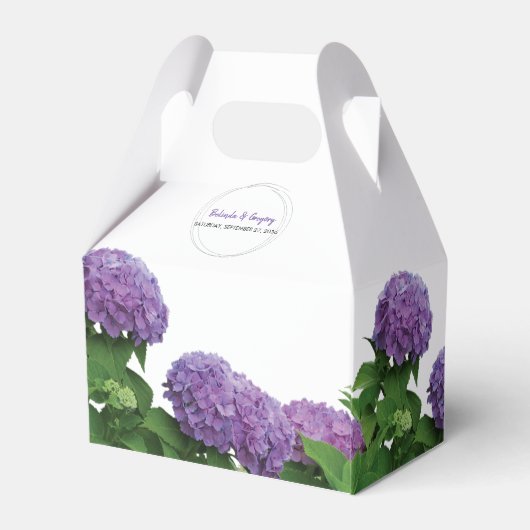 Elegant Paars Hydrangea Wedding Bedankdoosjes (Achterkant)