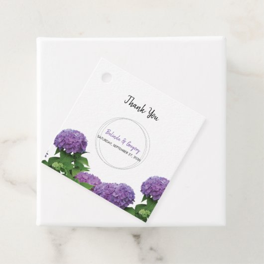 Elegant Paars Hydrangea Wedding Gift Bedankjes Labels (In situ)