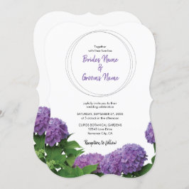 Elegant Paars Hydrangea Wedding Invitations Kaart