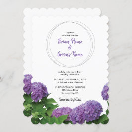 Elegant Paars Hydrangea Wedding Invitations Kaart