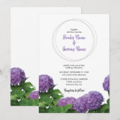 Elegant Paars Hydrangea Wedding Invitations Kaart (Voorkant / Achterkant)