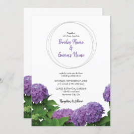 Elegant Paars Hydrangea Wedding Invitations Kaart