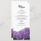 Elegant Paars Hydrangea Wedding Menu (Voorkant / Achterkant)