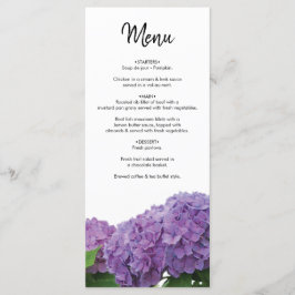 Elegant Paars Hydrangea Wedding Menu
