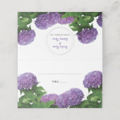 Elegant Paars Hydrangea Wedding Place Card Plaatskaartje (Buitenkant ongevouwen)
