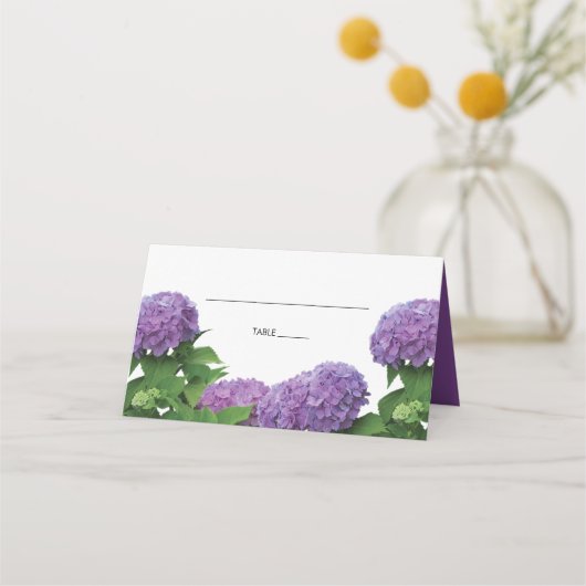 Elegant Paars Hydrangea Wedding Place Card Plaatskaartje (Voorkant)